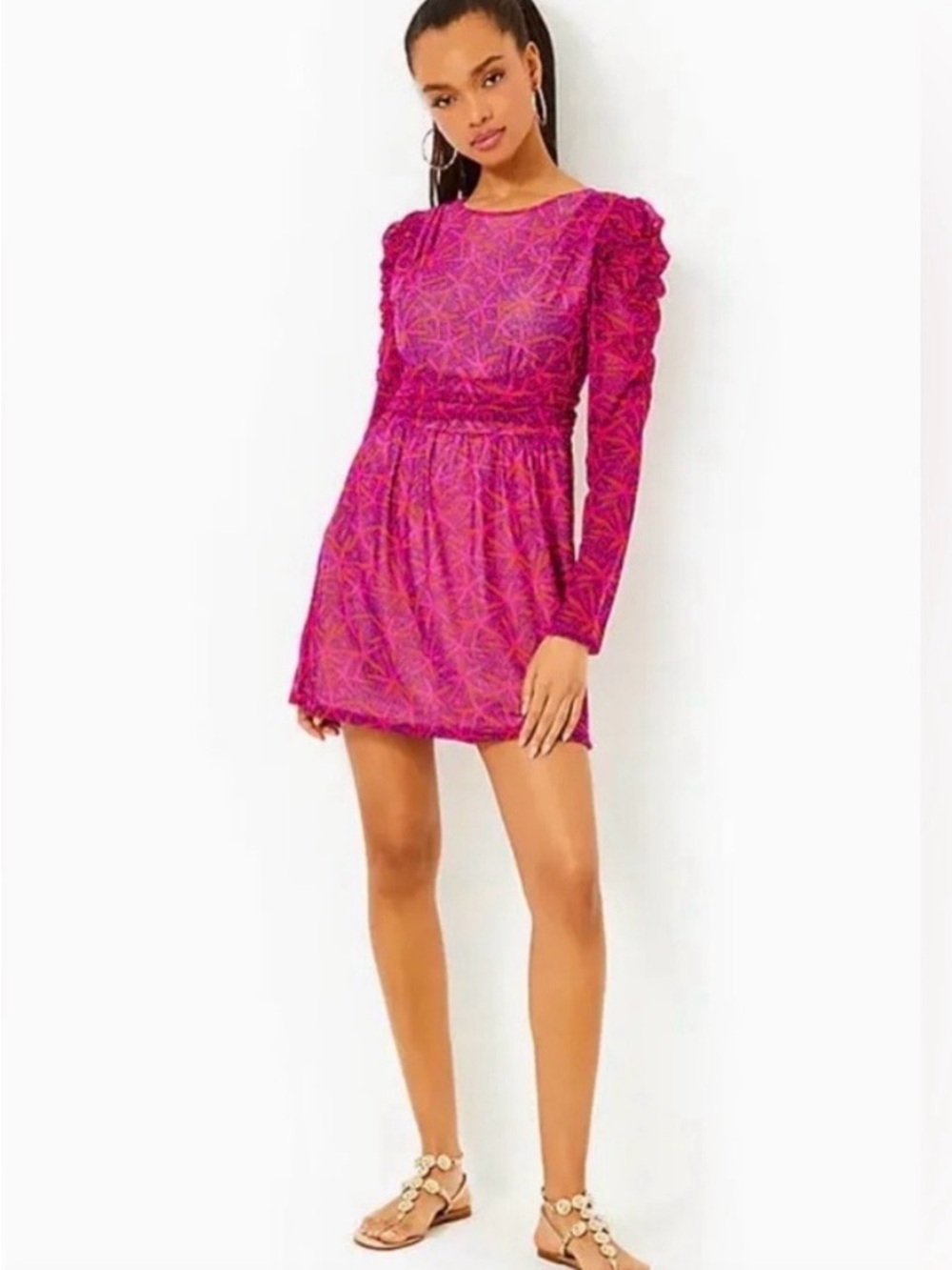 NWT Lilly Pulitzer Long Sleeve Presley Romper Mini Dress Sz L - Picture 3 of 10